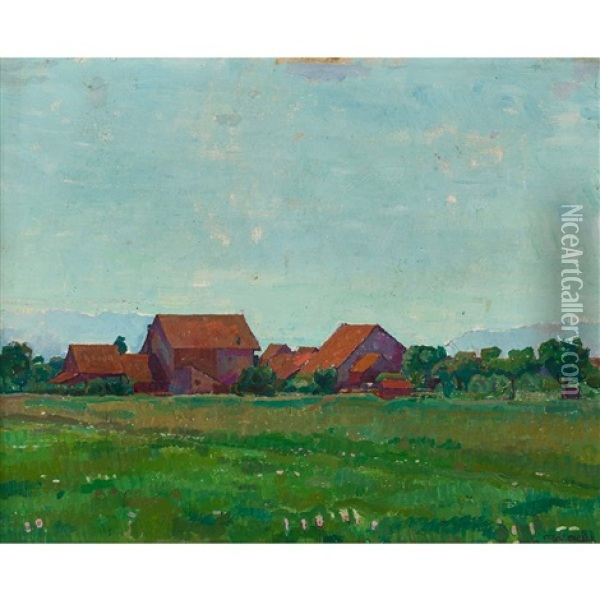 Landschaft Mit Gehoft Oil Painting - Wilhelm (William) Mueller