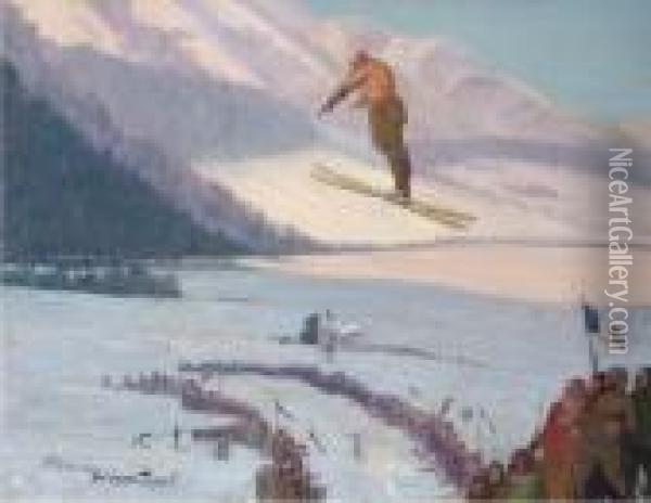 Chamonix Winter Games Oil Painting - Maurice Busset