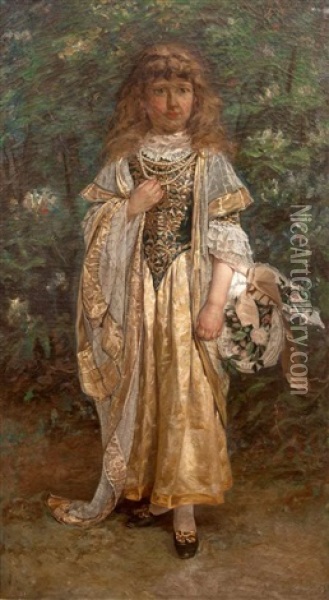 Moya', Portrait Of The Artist's Daughter Dressed In Theatrical Costume Oil Painting - William John Hennessy