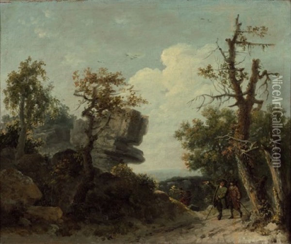 Vue Presumee Des Rochers De Franchard En Foret De Fontainebleau Oil Painting - Jean Francois Hue