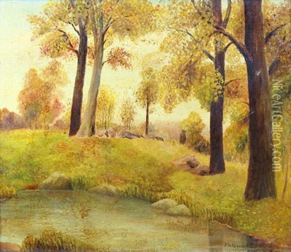Autumn In The Forest (new York) Oil Painting - John White Alexander