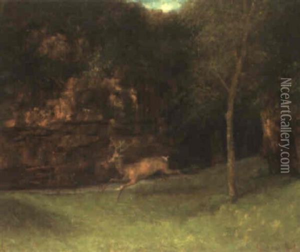 Paysage Du Jura, Chevreuil Oil Painting - Gustave Courbet