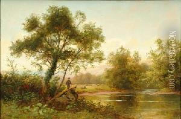 Fishing At Sunset Oil Painting - Henry Harris