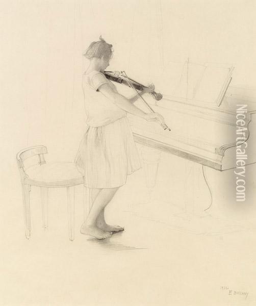 Violinenspielerin Oil Painting - Emanuel Baschny
