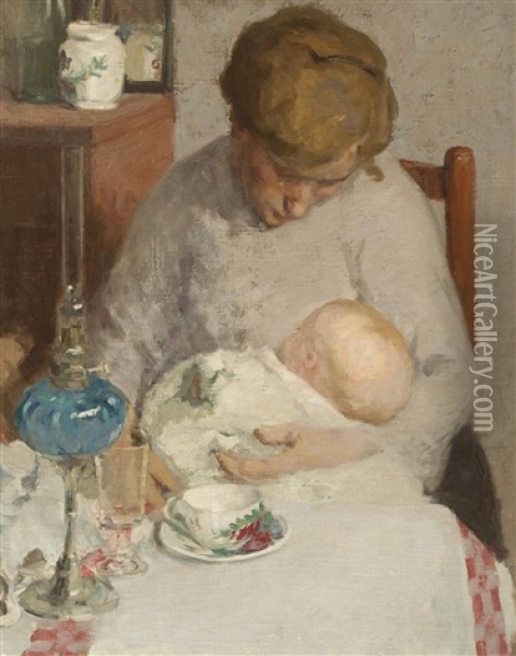 Maternite Oil Painting - Julia Beatrice How