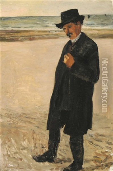 Portrait Du Poete August Vanhoutte A La Plage Oil Painting - Constant Permeke