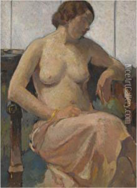 Seated Nude Oil Painting - Elie Anatole Pavil