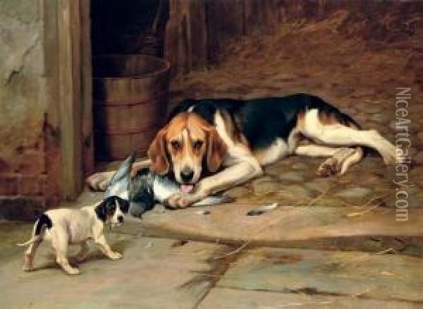 Playmates Oil Painting - Wright Barker