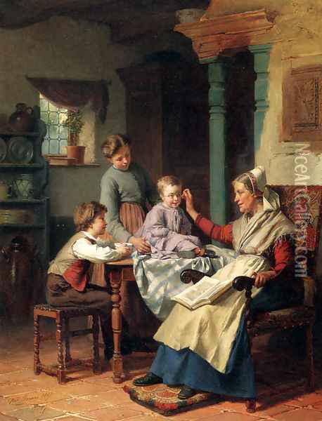 Trying On Grandmother's Spectacles Oil Painting - Theodore Gerard