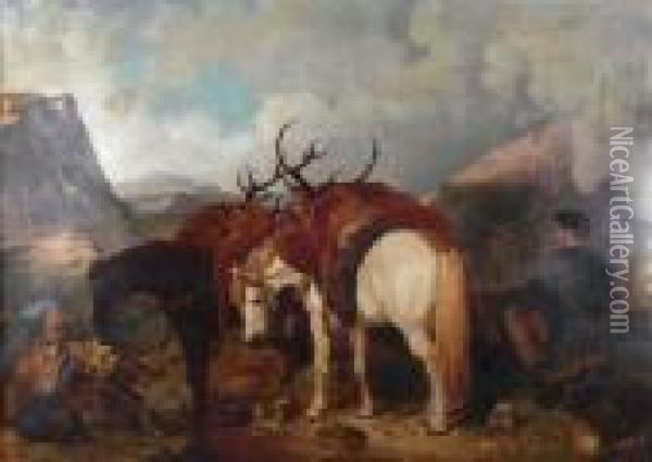 After The Hunt Oil Painting - Richard Ansdell