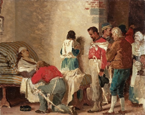 La Morte Di Anita Garibaldi Oil Painting - Giuseppe Patti Sciuti