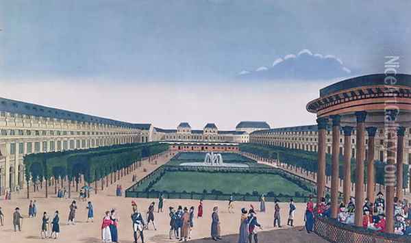 View of the Gardens of the Palais Royal, as seen from the Rotunda Oil Painting - Henri Courvoisier-Voisin