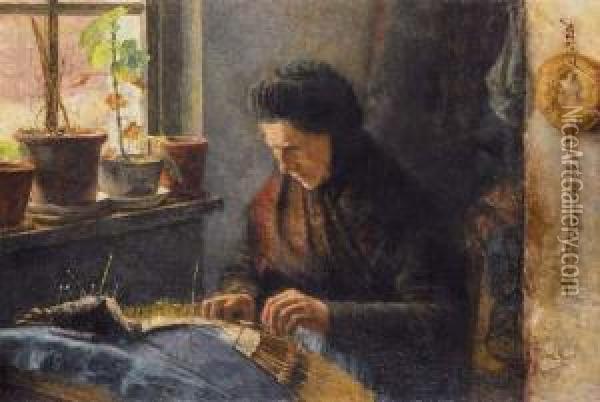 De Kantwerkster (1903) Oil Painting - Modest Huys