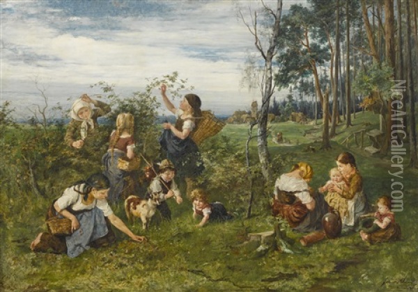 In Den Himbeeren Oil Painting - Julius Adam the Younger