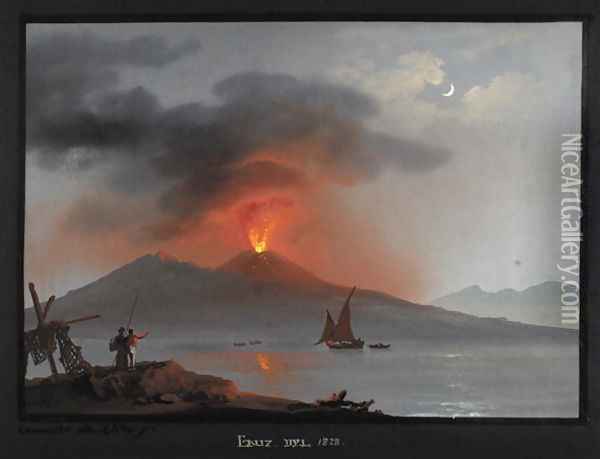 Vesuvius, eruption of 1828 Oil Painting - Camillo da Vito