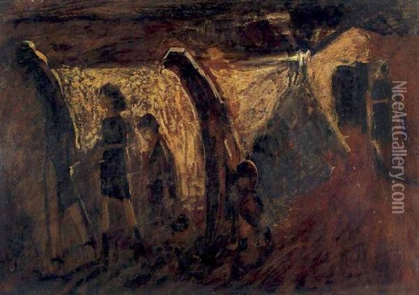 Processione Per I Morti Del Mare Oil Painting - Lorenzo Viani