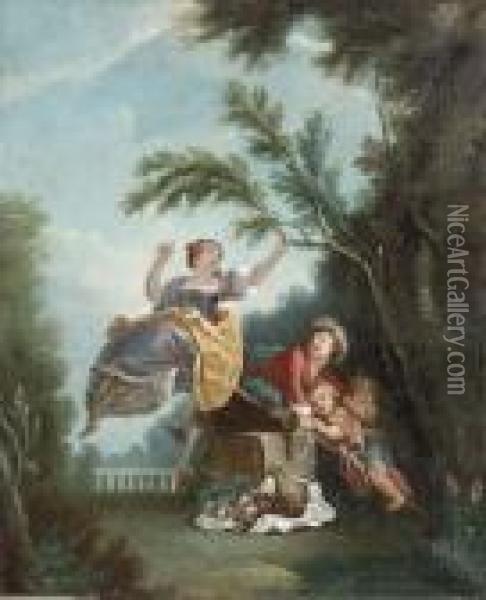 Children Playing See-saw In A Garden Oil Painting - Jean-Honore Fragonard