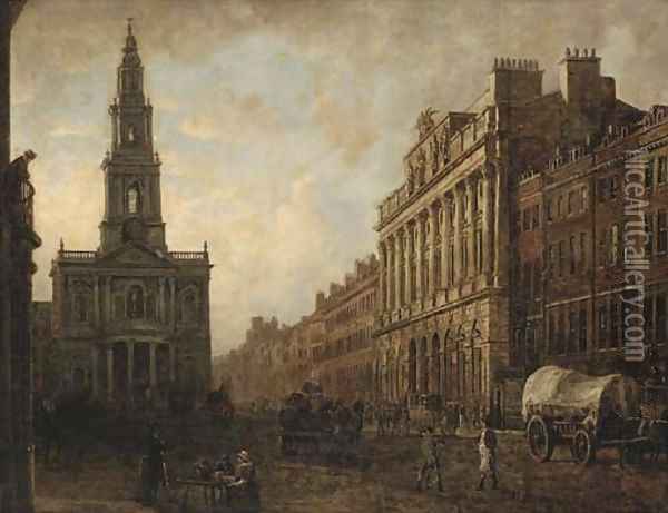 The Strand with Somerset House and St. Mary le Strand Oil Painting - English School