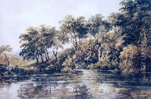 Trees and Pond near Bromley, Kent Oil Painting - Thomas Girtin