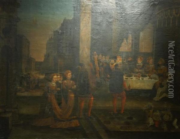 Salome Und Die Enthauptung Von Johannes Demtaufer Oil Painting - Gentile Bellini