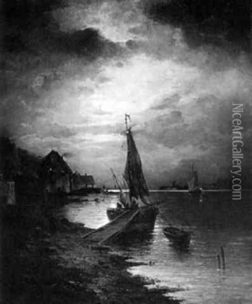 Abendliche Hafenszene Oil Painting - Adolf Kaufmann