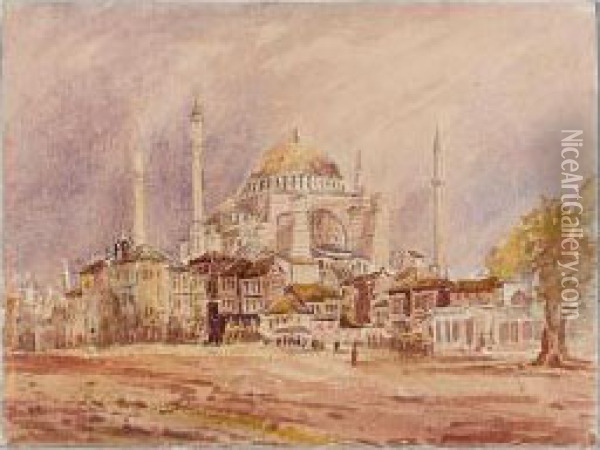 A Folio Of Views Of Constantinople Oil Painting - John Louis Petit