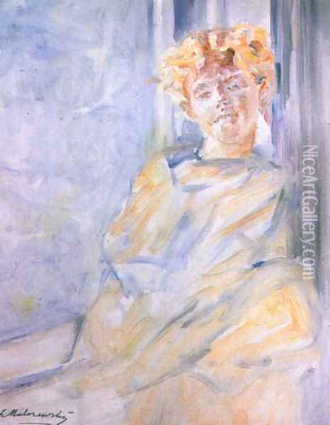 Boy in a Window Oil Painting - Jacek Malczewski