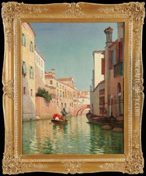 Venetian Canal Oil Painting - Charles Clement Calderon