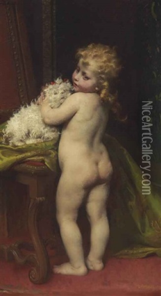 A Canine Companion Oil Painting - Leon Jean Basile Perrault