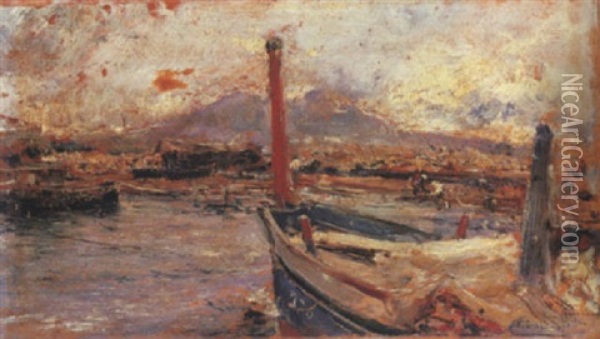 Napoli A Mergellina, 1894 Oil Painting - Juan Pablo Salinas