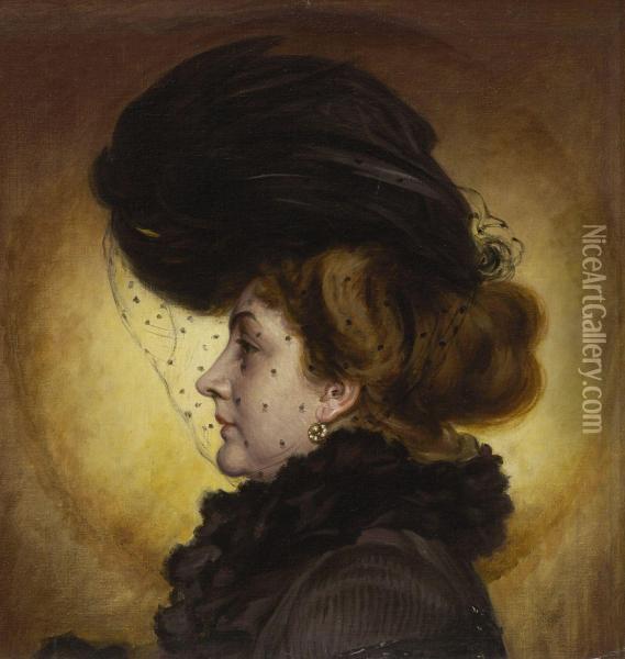 Damenportrat Oil Painting - Karl Gampenrieder