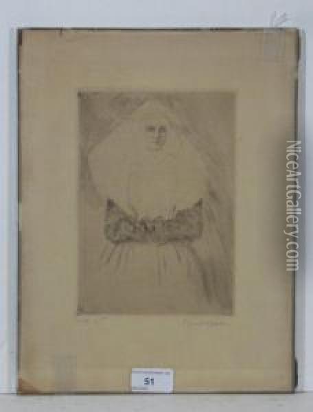 Portrait Of A Victorian Nurse Oil Painting - Ernst Oppler