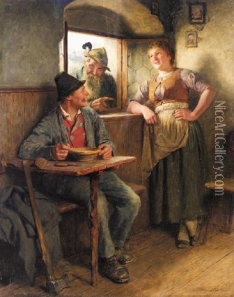 Mittagsrast In Der Stube Oil Painting - Hugo Wilhelm Kauffmann