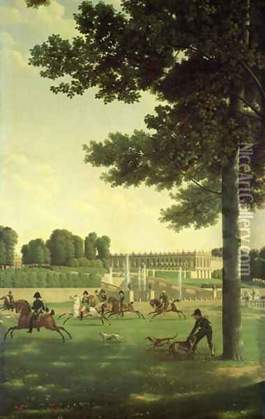 The Open Space in Front of the Grand Trianon, 1810 Oil Painting - Jean-Joseph-Xavier Bidauld
