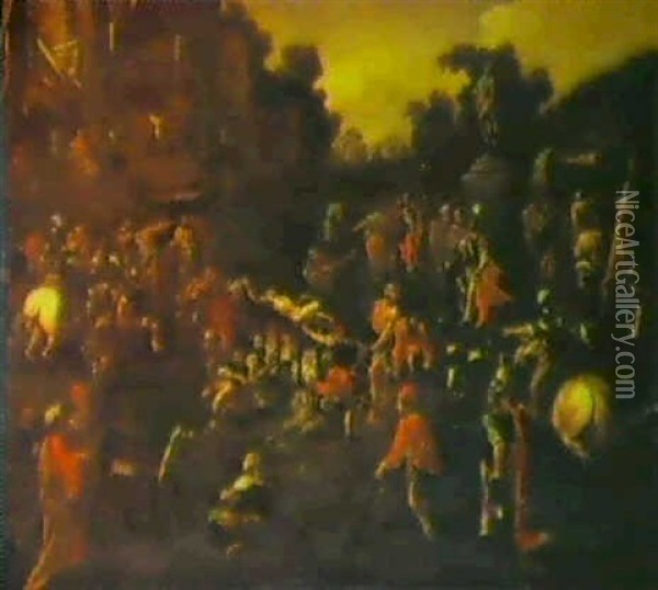 The Martyrdom Of Saint Lawrence Oil Painting - Johann Heinrich Schoenfeldt