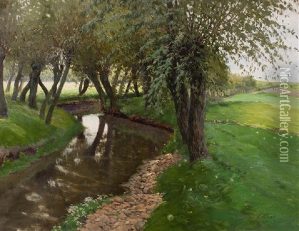 Willows By The Stream Oil Painting - Joseph Kral