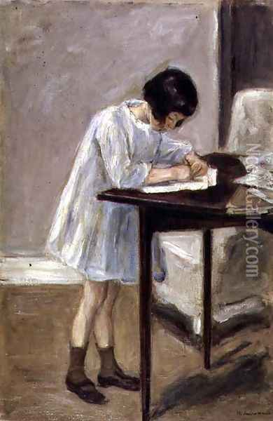 The Artist's Granddaughter at the Table, 1923 Oil Painting - Max Liebermann