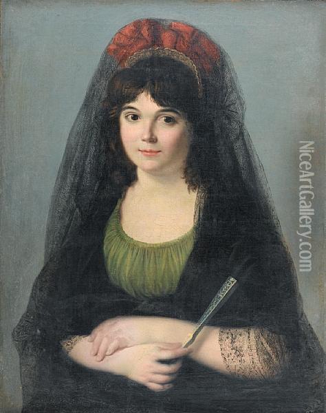 Portrait Of A Lady Oil Painting - Zacarias Gonzalez Velazquez