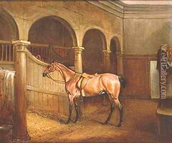 Lord Villiers Roan Hack in the Stables at Middleton Park Oil Painting - John Snr Ferneley