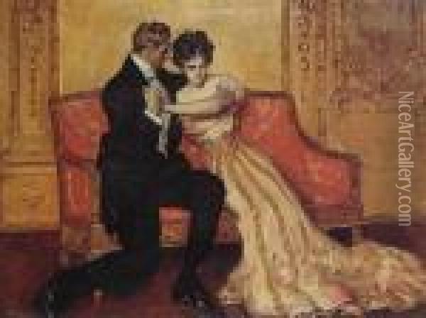 The Marriage Proposal Oil Painting - Albert B. Wenzell