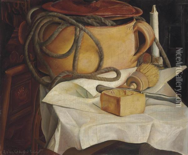 Still Life With Candle Oil Painting - Boris Dimitrevich Grigoriev