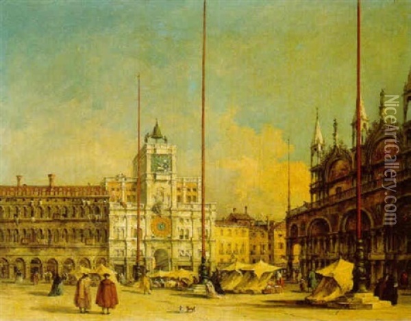 The Torre Dell'orologio And The Piazza Di San Marco, Venice Oil Painting - Giacomo Guardi