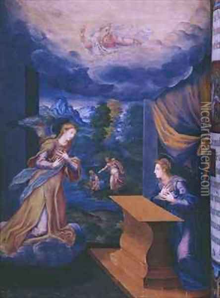 Fol 5v Annunciation Oil Painting - Julian Fuente del Saz