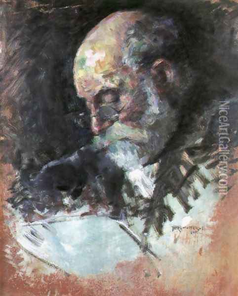 Portrait of the Artists Grandfather 1895 Oil Painting - Izsak Perlmutter
