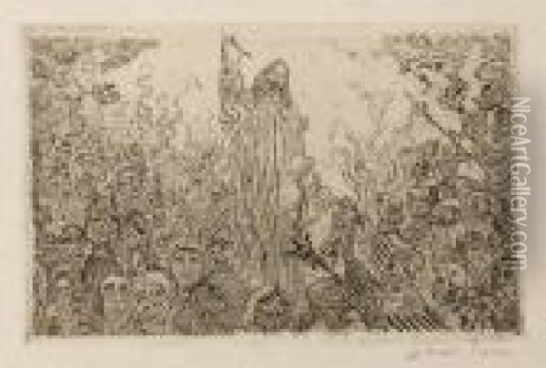 Christ Descendant Aux Enfers (delteil 103) Oil Painting - James Ensor