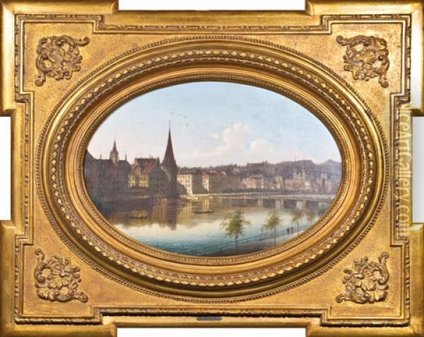 Blick Auf Luzern Oil Painting - Johann Wilhelm Jankowski