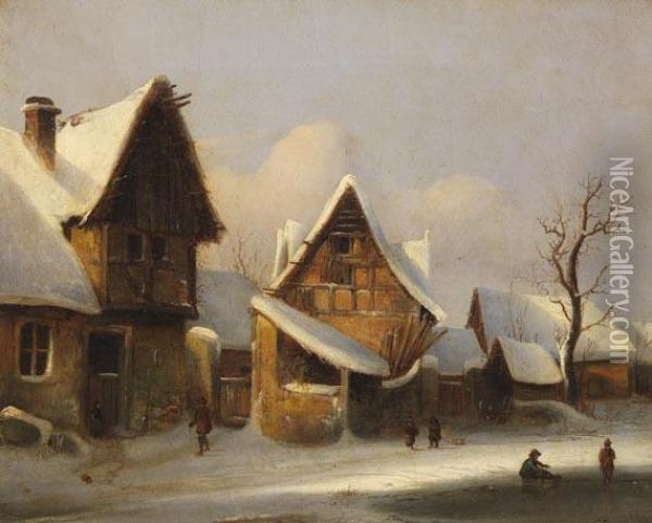 Harzstadtchen Im Schnee Oil Painting - Carl Irmer