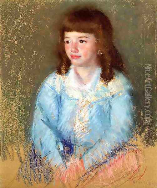 Young Boy In Blue Oil Painting - Mary Cassatt