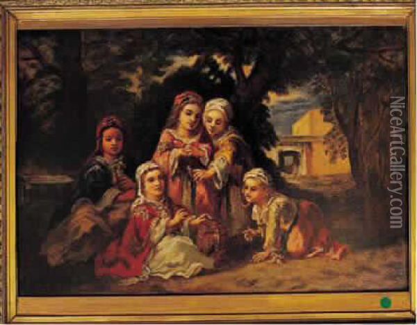 Les Jeunes Filles Turques Oil Painting - Narcisse-Virgile D Az De La Pena