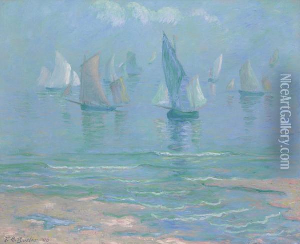 Sailboats At Dieppe Oil Painting - Theodore Butler